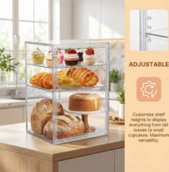 4-Layer Bakery Pastry Display Case Reusable