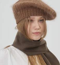 Basic Angora Beret Dark Beige Dark