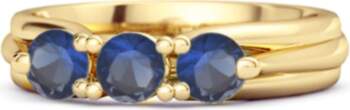 Blue Sapphire Three Stone Ring -