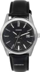 Casio Analog Leather Strap Black Dial