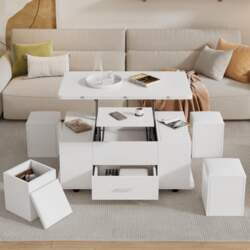 Coffee table, height-adjustable, movable sofa table