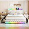 Crystal Button Tuft Velvet Smart Bed