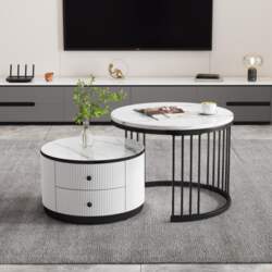 Elegant 2-Piece White Coffee Table Set