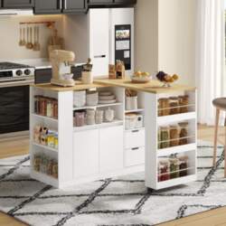 Kitchen island with pull-out countertop, 115