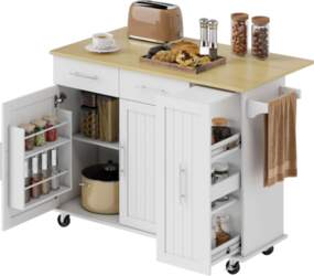 Kitchen Island with Wheels Foldable Countertop