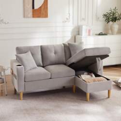 L-Shaped Sofa, 3-Seater with Chaise Longue
