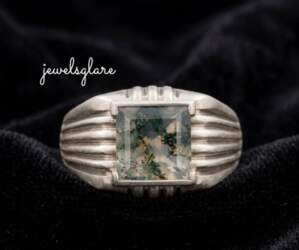 Moss Agate Ring, 925 Sterling Silver
