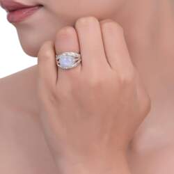 Natural Moonstone 925 Sterling Silver Statement