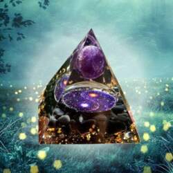 Pyramide Orgonite Yin et Yang Améthyste