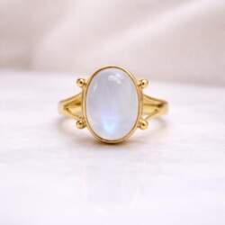 Rainbow Moonstone Statement Ring, 925 Sterling
