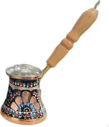 Turkish Coffee Pot Copper Engraved Enamel