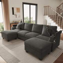 U-shaped sectional sofa with sleep function