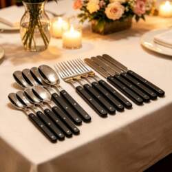 16Pcs Acrylic Handle Knife Fork Set
