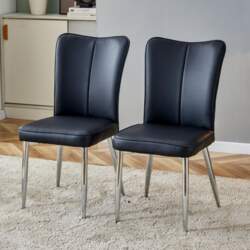 2 Black Modern Dining Chairs, 89