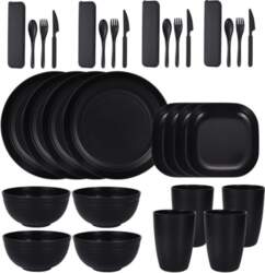 32Pcs/Sets Black Wheat Straw PP Plate
