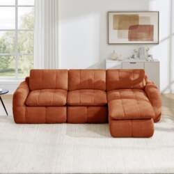 3-Seater L-Shaped Frameless Modular Sofa, Soft