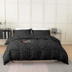 3pcs Black Leopard Print Bedding Set