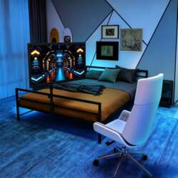 Black Gaming Bed with Adjustable Mount
