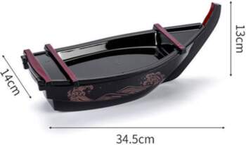 Black Plastic ABS Sashimi Ship Serving