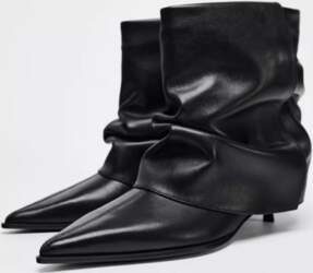 Black Pointed Toe Soft Leather Ankle