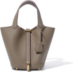 Classic Top-layer Cowhide Vegetable Basket Bag
