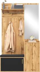 Compact Wardrobe with Mirror and Bench