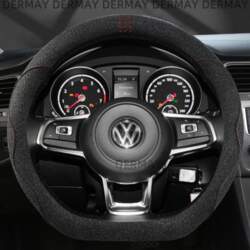 DERMAY Auto stūres pārsegs Ādas zamšāda