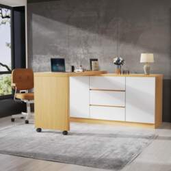 Desk with Lockable Casters, Multifunctional, 4
