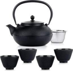 Enameled cast iron tea kettle with