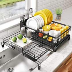 Expandable 2-in-1 Dishware Drain Rac-Space Saving
