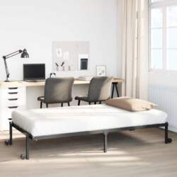 Foldable Black Steel Bed Frame Without