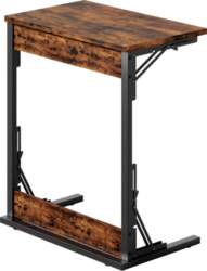 Foldable C-shaped side table with metal