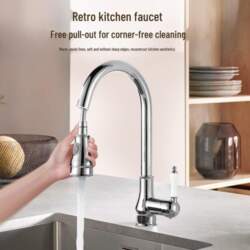 Gold Copper Pull-Out Kitchen Faucet -