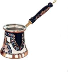 Handmade Copper Coffee Pot Enamel Decorated