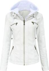 Hooded Leather Jacket Two-piece Set Removable
