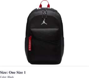 Jordan Polyester Backpack Regular Unisex Black