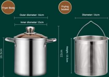 JUSTINLAU 3L Deep Fryer Pot Double