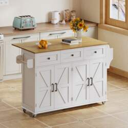 Kitchen island, folding worktop, 5 lockable