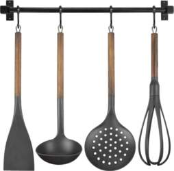 Kitchen railing with kitchen utensils, metal