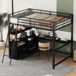Loft Bed, 140*200cm, Iron Frame Bed