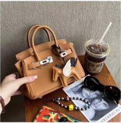 Lychee pattern platinum bag mini leather