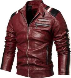 Mens Slim Fleece Lined PU Leather
