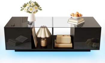 Modern black coffee table with LED