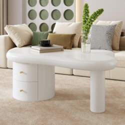 Modern White Coffee Table with Irregular