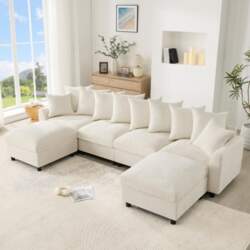 Modular U-/L-Shaped Sofa, 6-Seater, 2 Movable