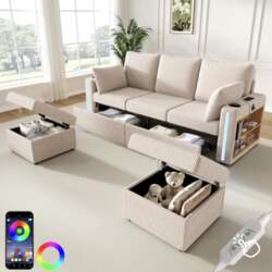 Modular U/L-shaped sofa with 2 storage