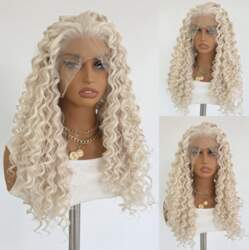 Platinum Blonde Curly Wig 13x4 Long