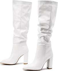 Size 35-42 White Pleated Leather Long