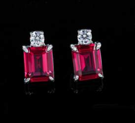 Sterling Silver Ruby Stud Earrings -