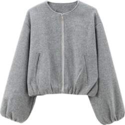 Womens Lightweight Wool Blend Short Bomber